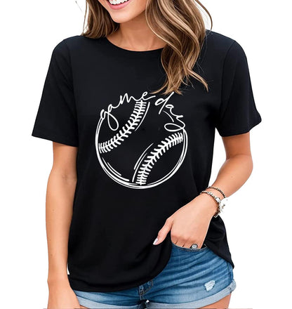 Womens Baseball Life Game Day Baseball Lovers Gift Short Sleeve T-Shirt