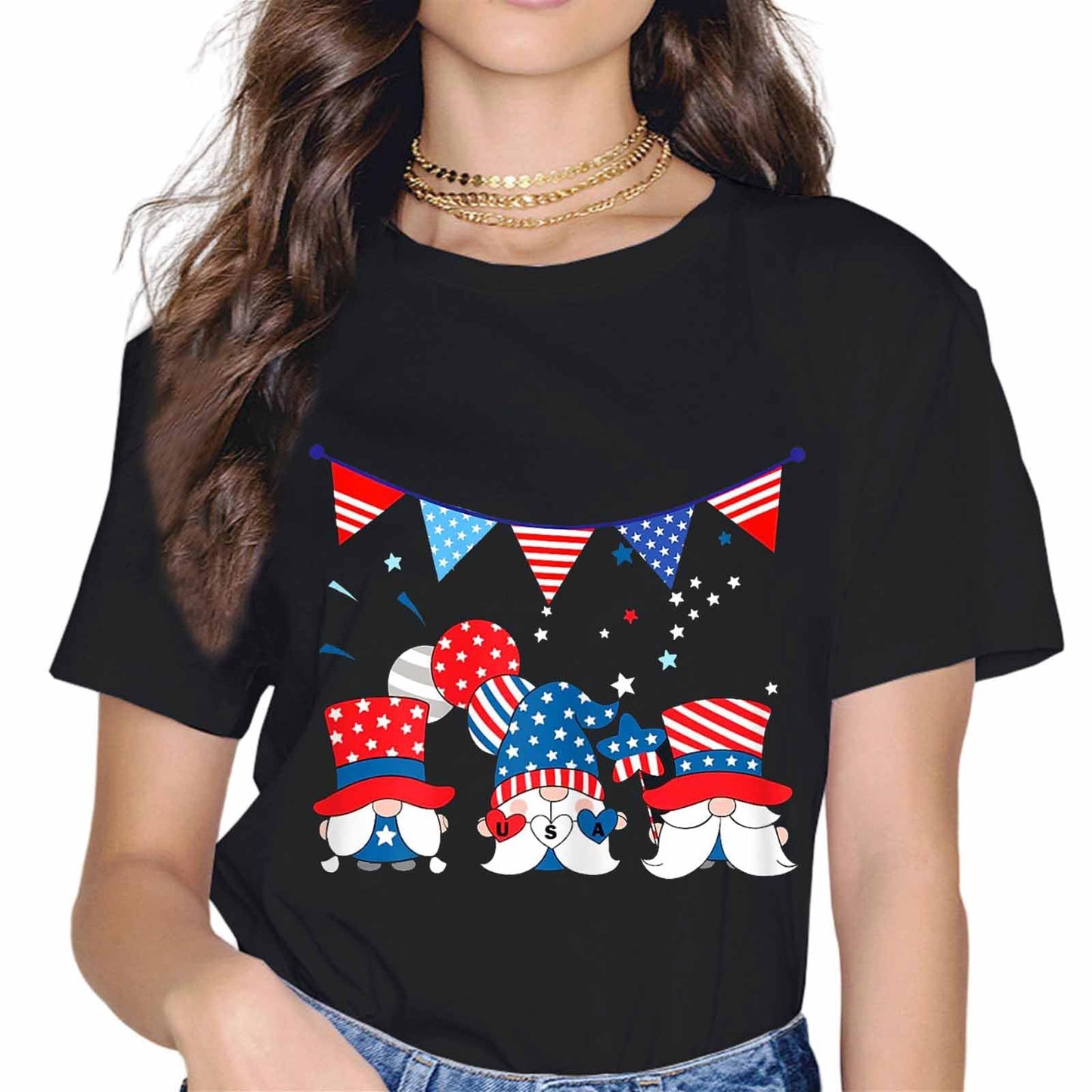 4th of July American Gnomes Celebrating Independence Day T-Shirt