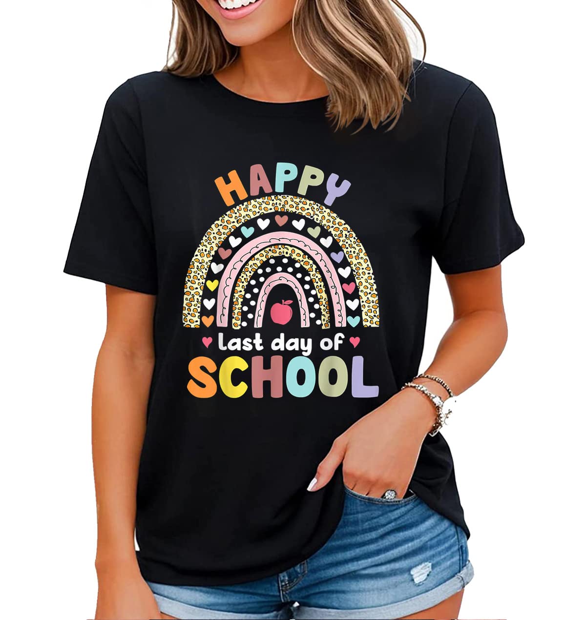 Happy Last Day of School Shirt Teachers End of Year Students T-Shirt for Women