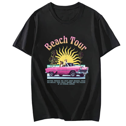 Beach Tour Shirt for Women Short Sleeve Comfort Tops T-Shirt