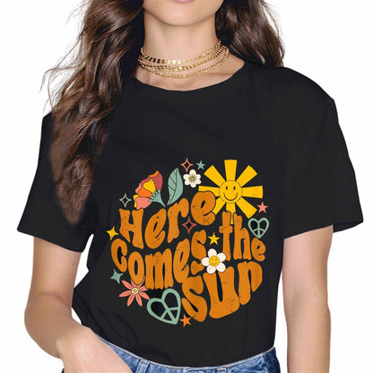 Here Comes The Sun Vintage Retro Summer Beach Gift T-Shirt