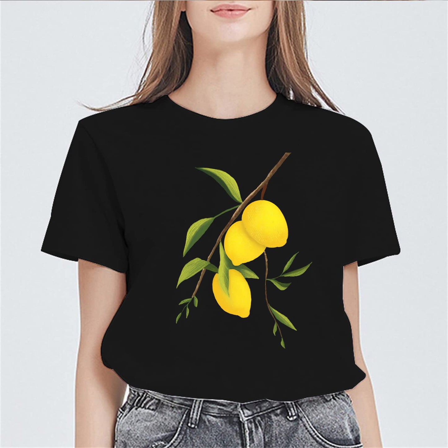 Women Lemon Graphics T-Shirt Fashion Casual Short-Sleeved Tops Teens Girl Clothes