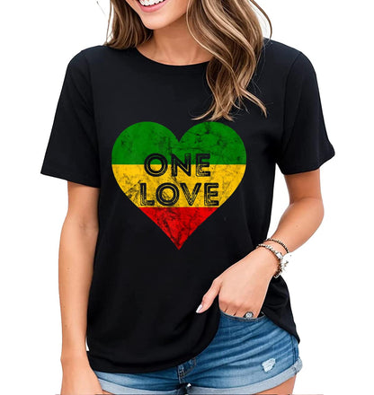 Women's T-Shirt One Love Jamaica Reggae Music Caribbean Pride Fashion Short-Sleeved Tops