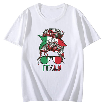 LastFor1 Italian Woman Headband Short Sleeve Comfort Tops T-Shirts for Women