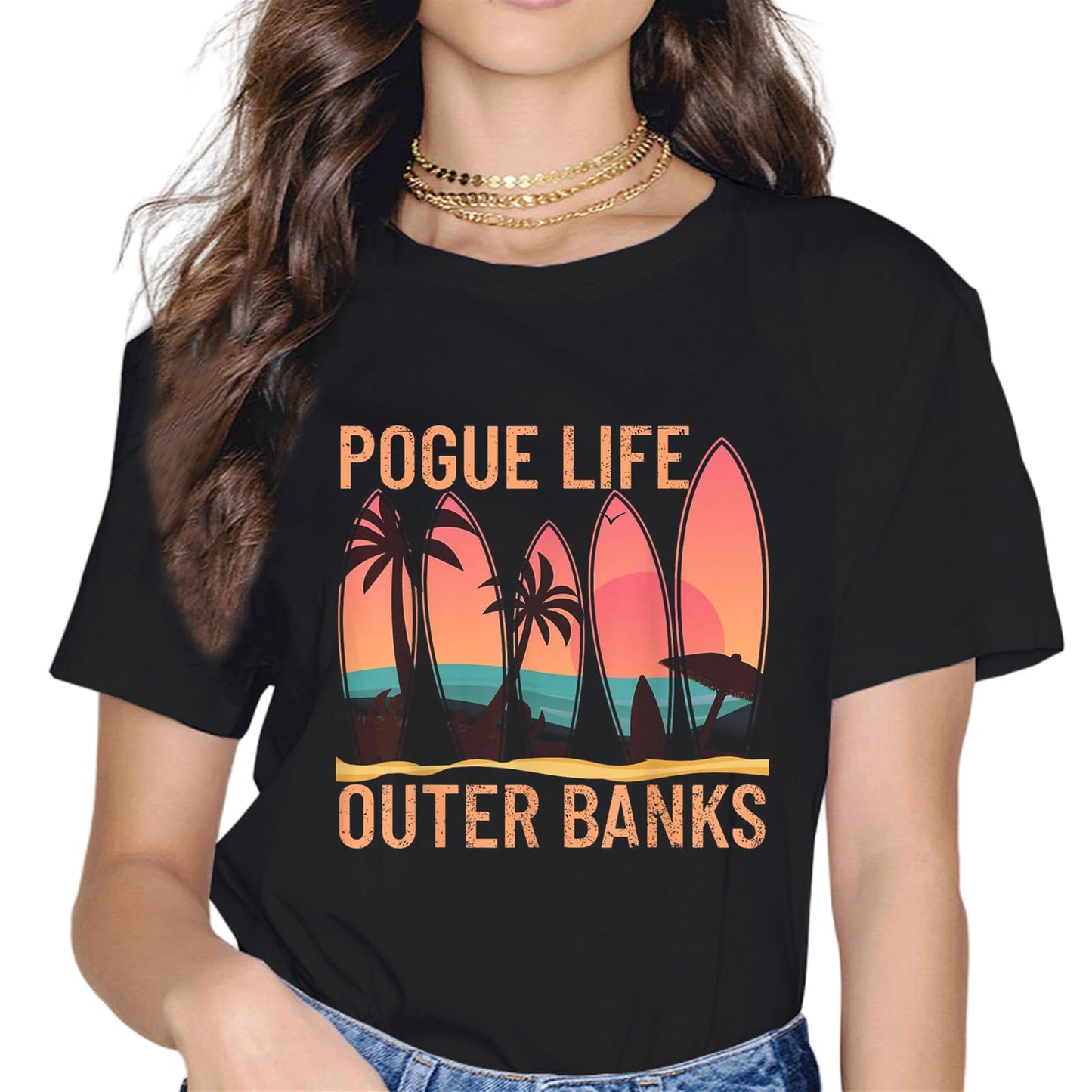 Outer Banks Beach Sunset Surfing Pogue Life Short Sleeve Tees- Trip