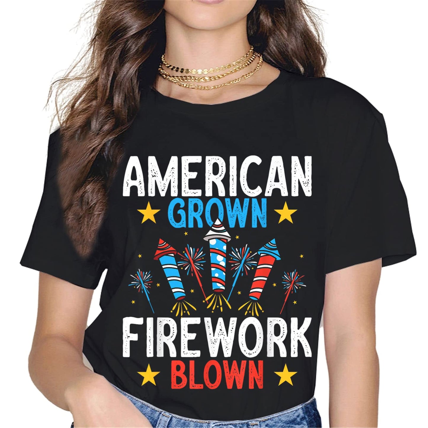 Just Here to Bang 4th of July Firework T-Shirt - Patriotic Graphics