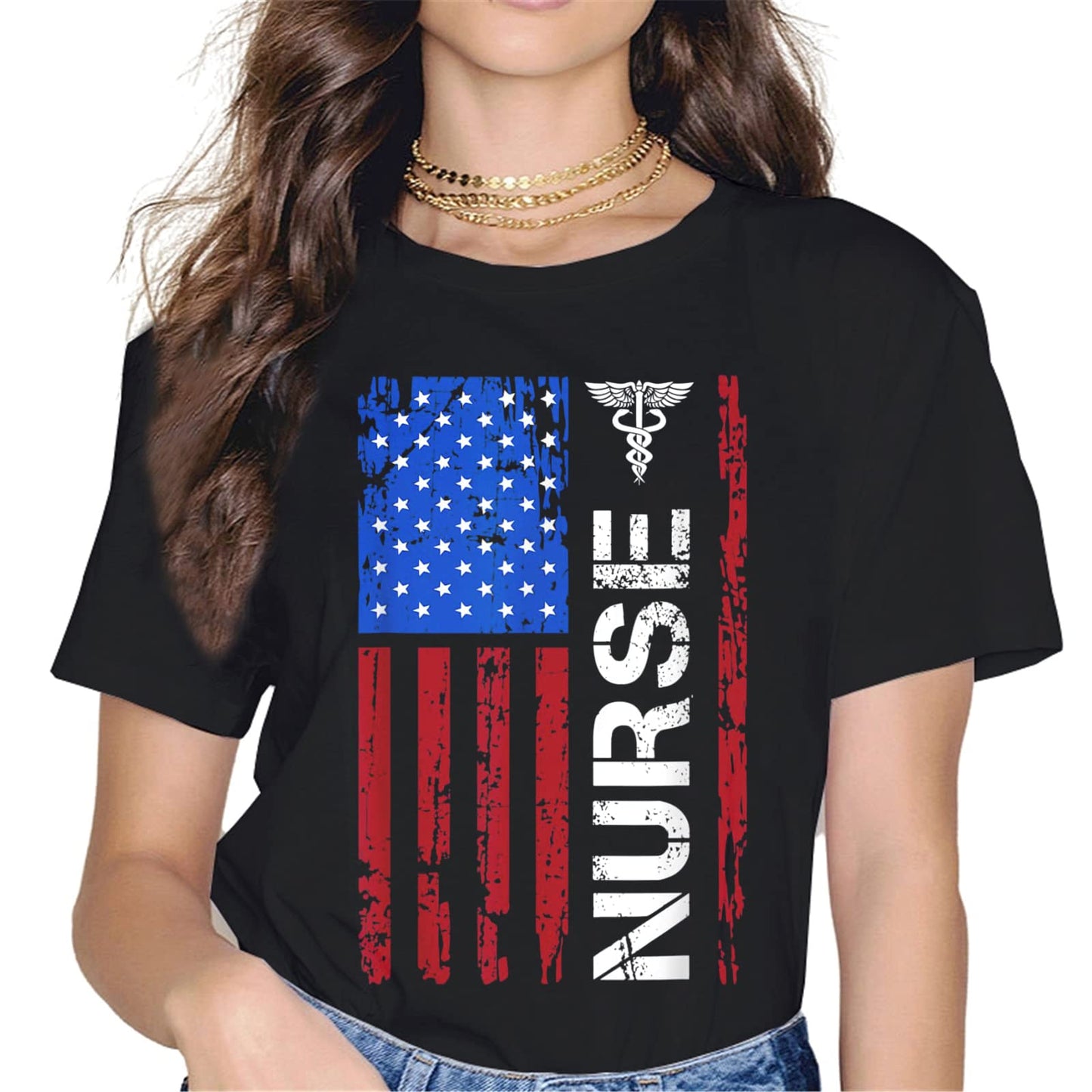 Nurse Pride Patriotic T-Shirt - American Flag Graphics