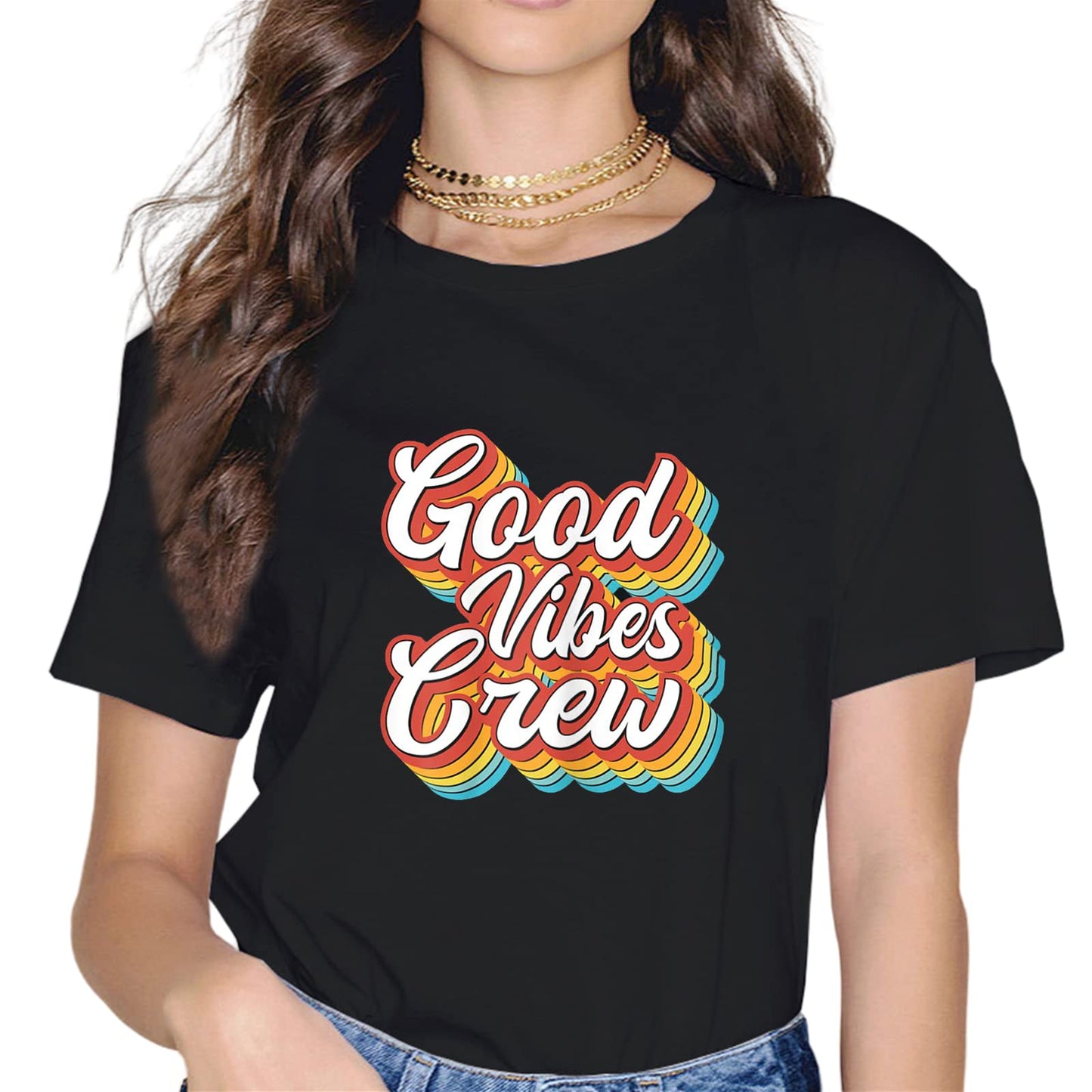 Good Vibes Only Quotes Fashion Short Sleeve Casual Round Neck Inspirational Quote Gift T-Shirt