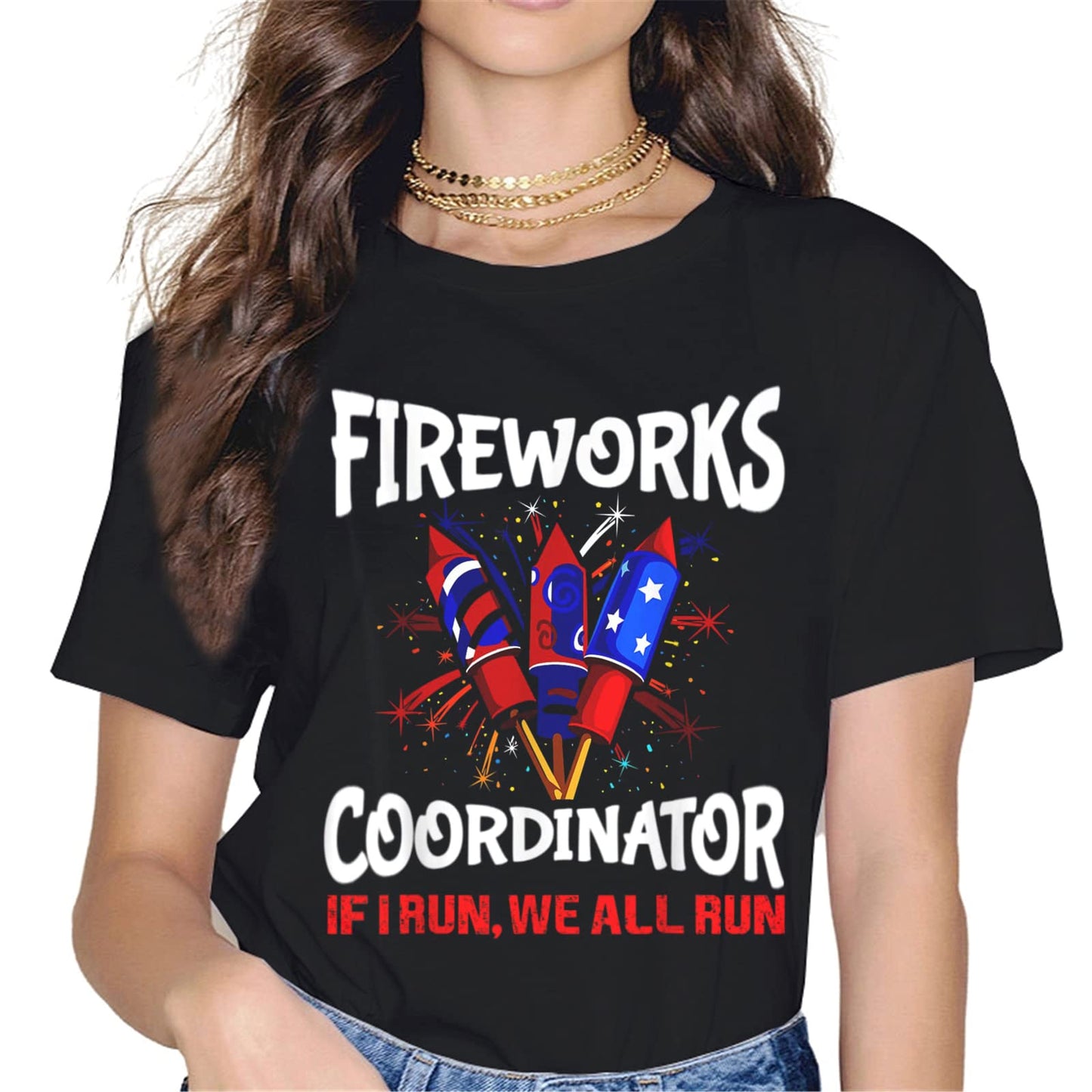 Just Here to Bang 4th of July Firework T-Shirt - Patriotic Graphics