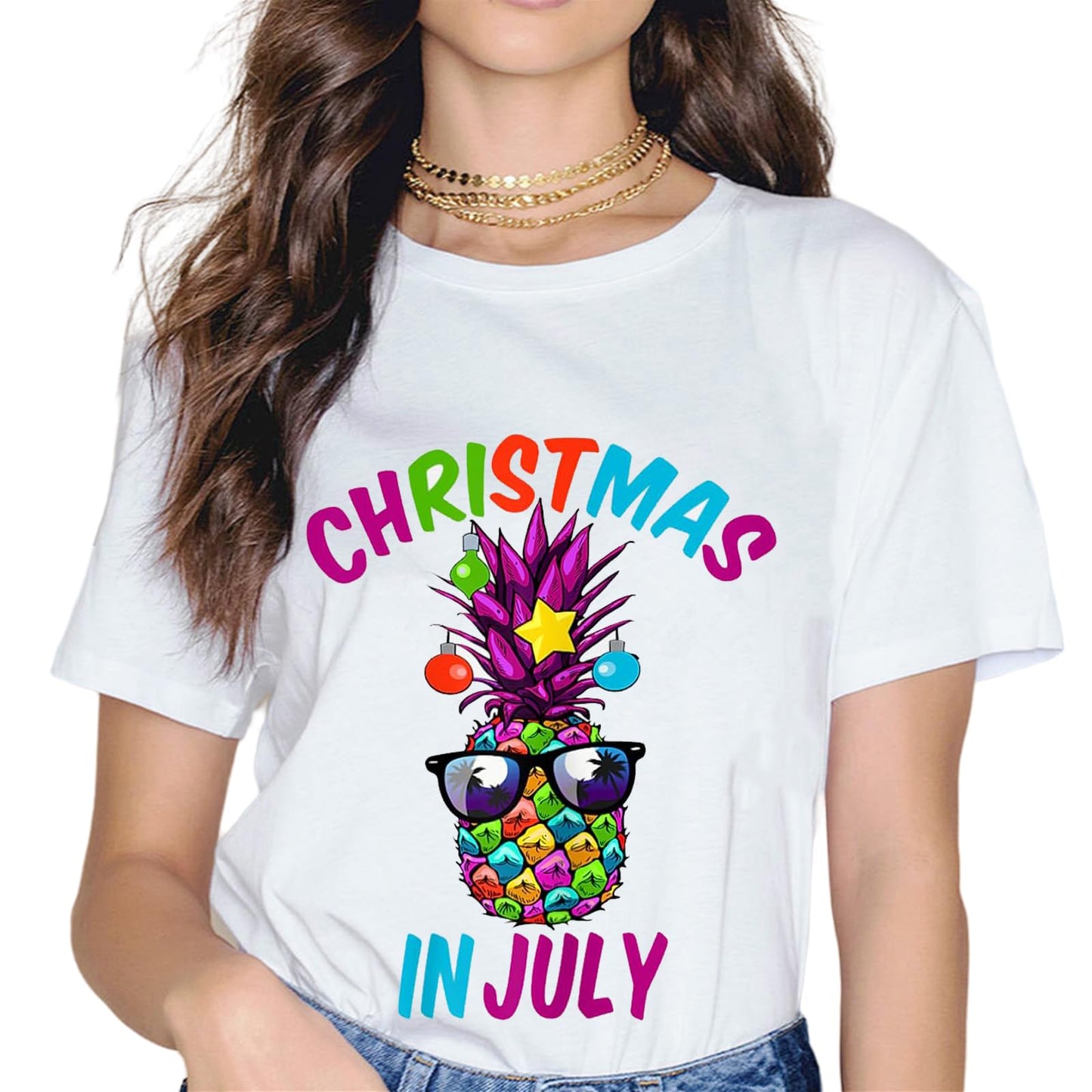 Christmas in July Funny Summer Vacation Graphic T-Shirt