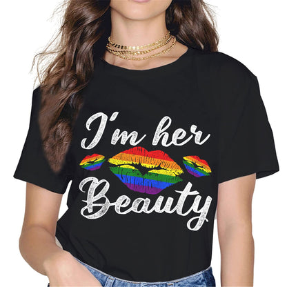 Women LGBTQ Gay & Lesbian Pride Rainbows Flag Tops T-Shirt Pride Month Shirt Casual Short Sleeve Crew Neck Shirts Gift Tee