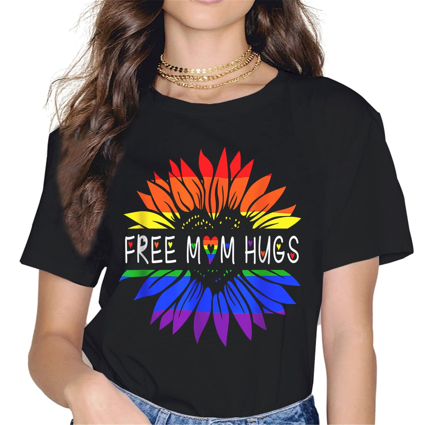 Women Tops Gay & Lesbian Pride Shirt Proud Mom LGBTQ Parent T-Shirt Graphics Casual Short Sleeve Crew Neck Shirts Gift Tee