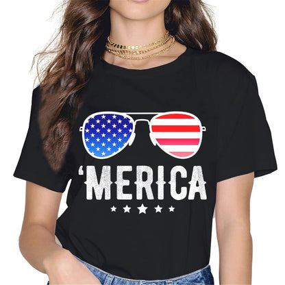 Patriotic Bandana Skull T-Shirt - Women's 4th of July Tops