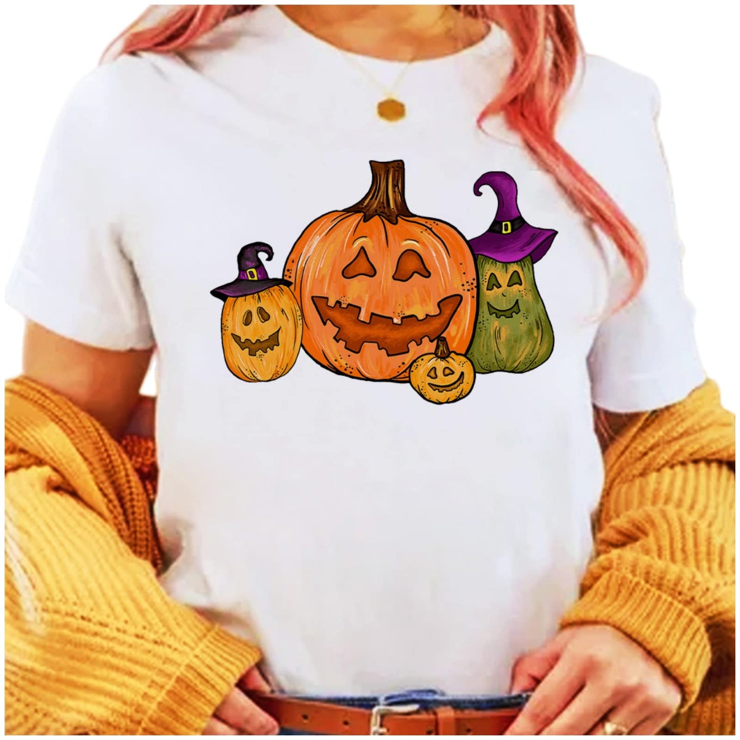 Stravel Summer Halloween T-Shirt - Casual Round Neck