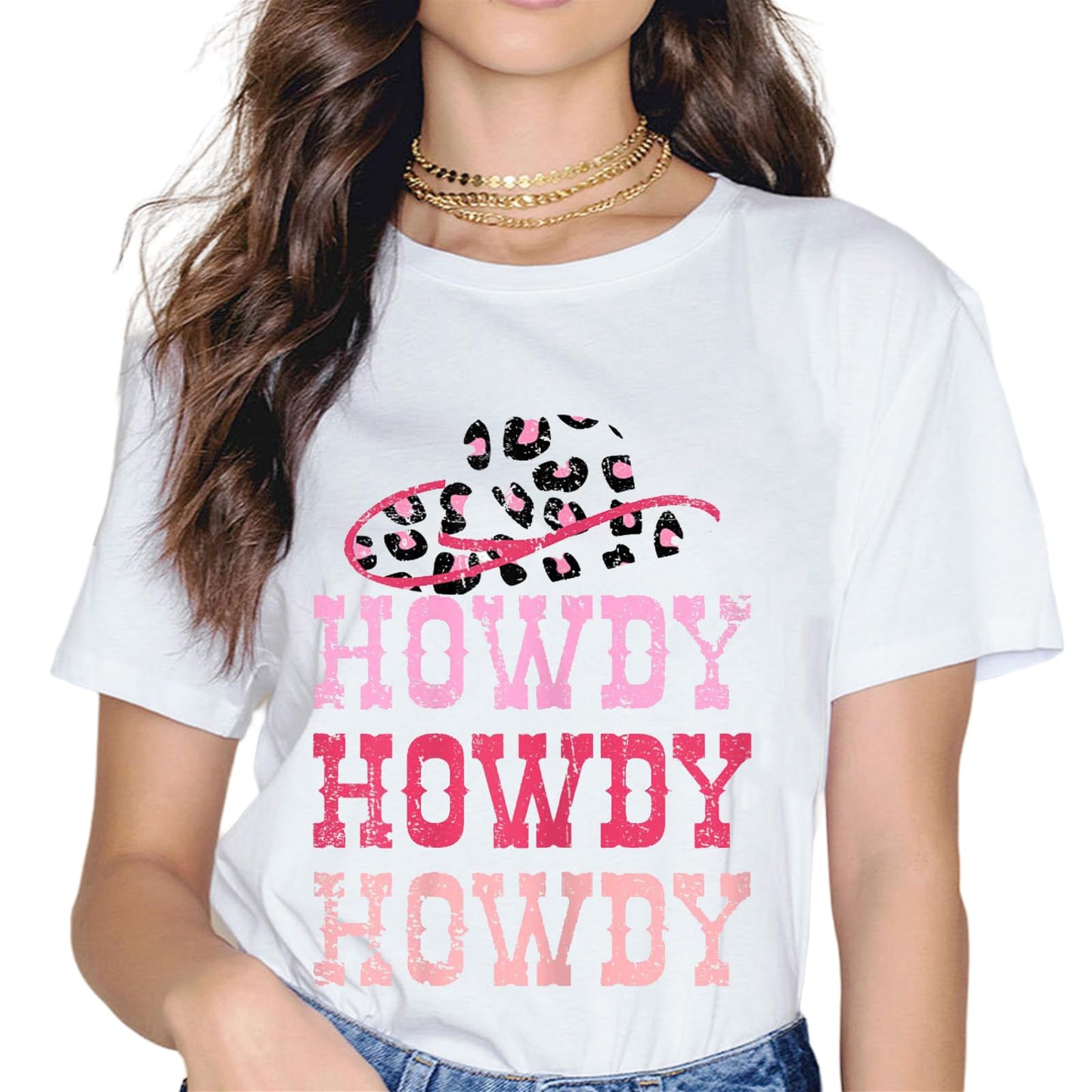 Vintage White Howdy Rodeo Western Country Southern Cowgirl T-Shirt