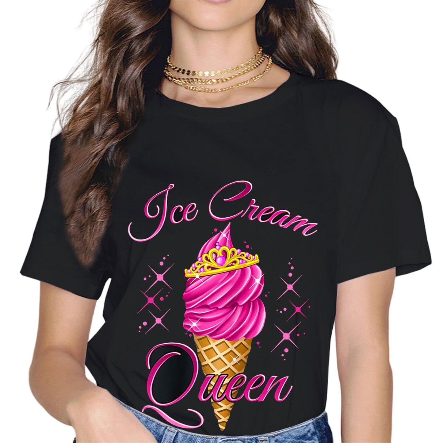 Ice Cream Popsicles Gift for Girls & Women Ice Cream Cone T-Shirt