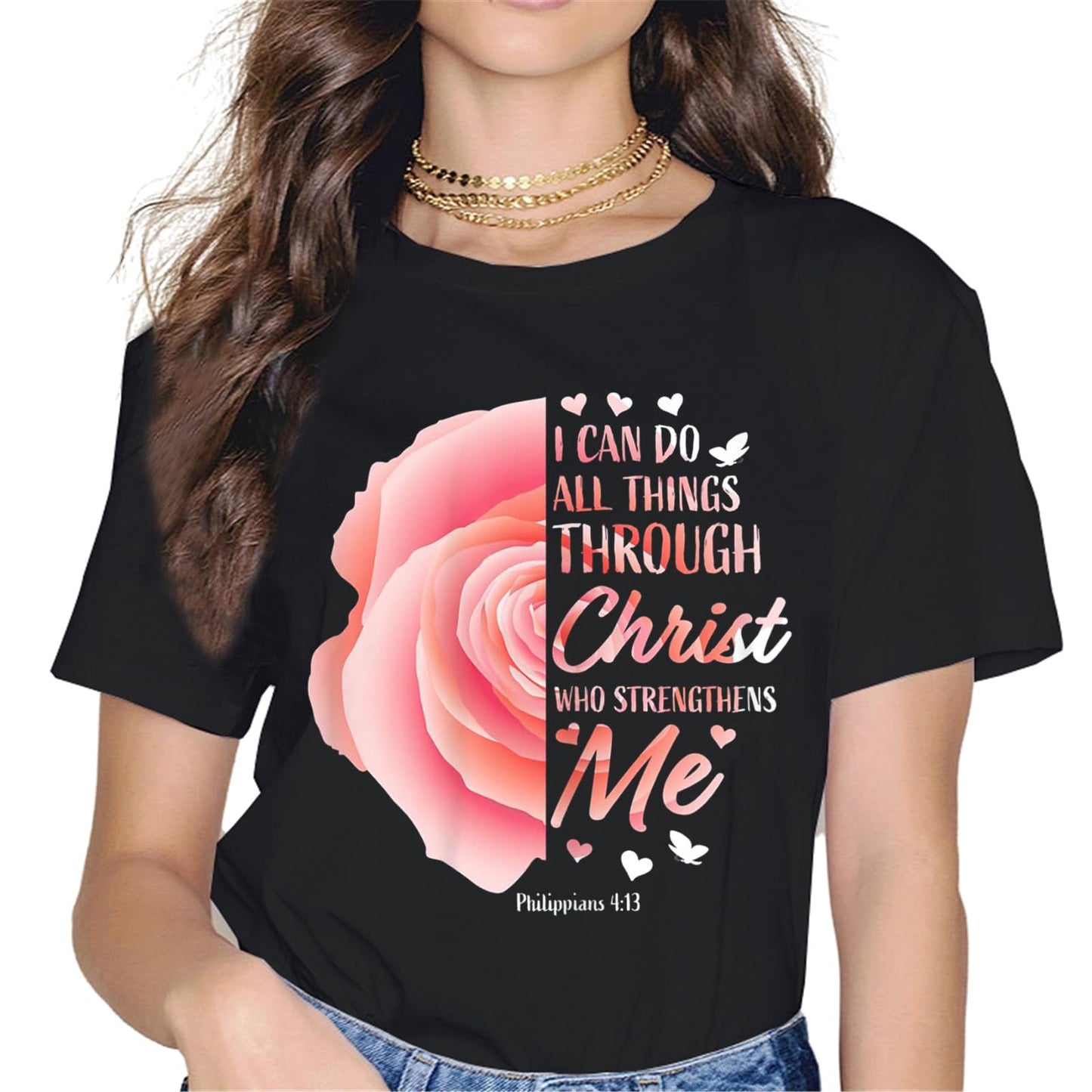 I Can Do All Things Through Christ Butterfly Art - Religious T-Shirt