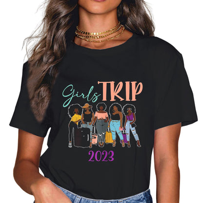 Girls Trip 2023 for Black Melanin Party Women on Vacation T-Shirt