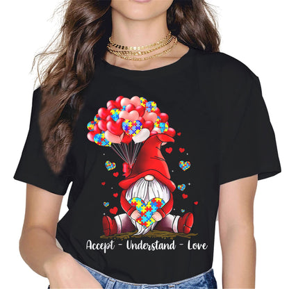 Autism Awareness Women Tops T-Shirt in The World You Can Be Anything Be Kind Graphics Shirt Casual Crew Neck Shirts Gift Tee