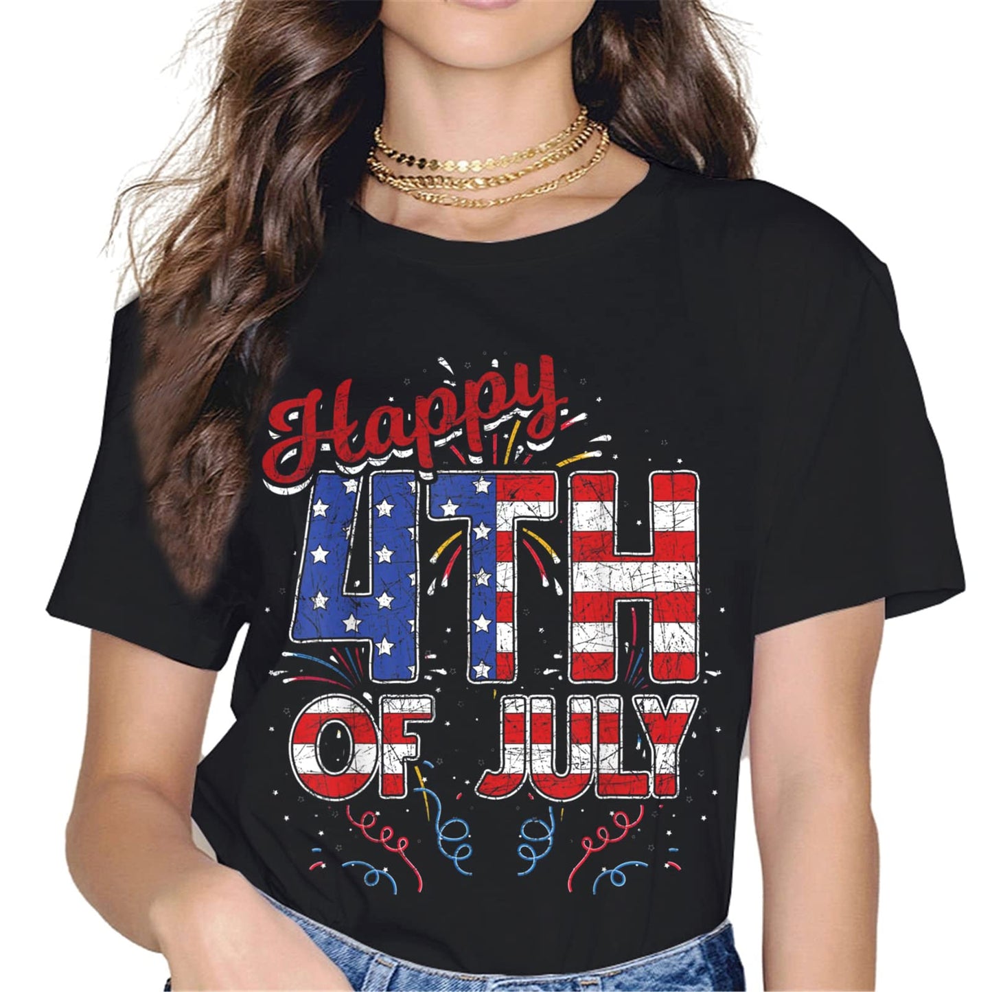 American Flag Fireworks T-Shirt - 4th of July Graphics