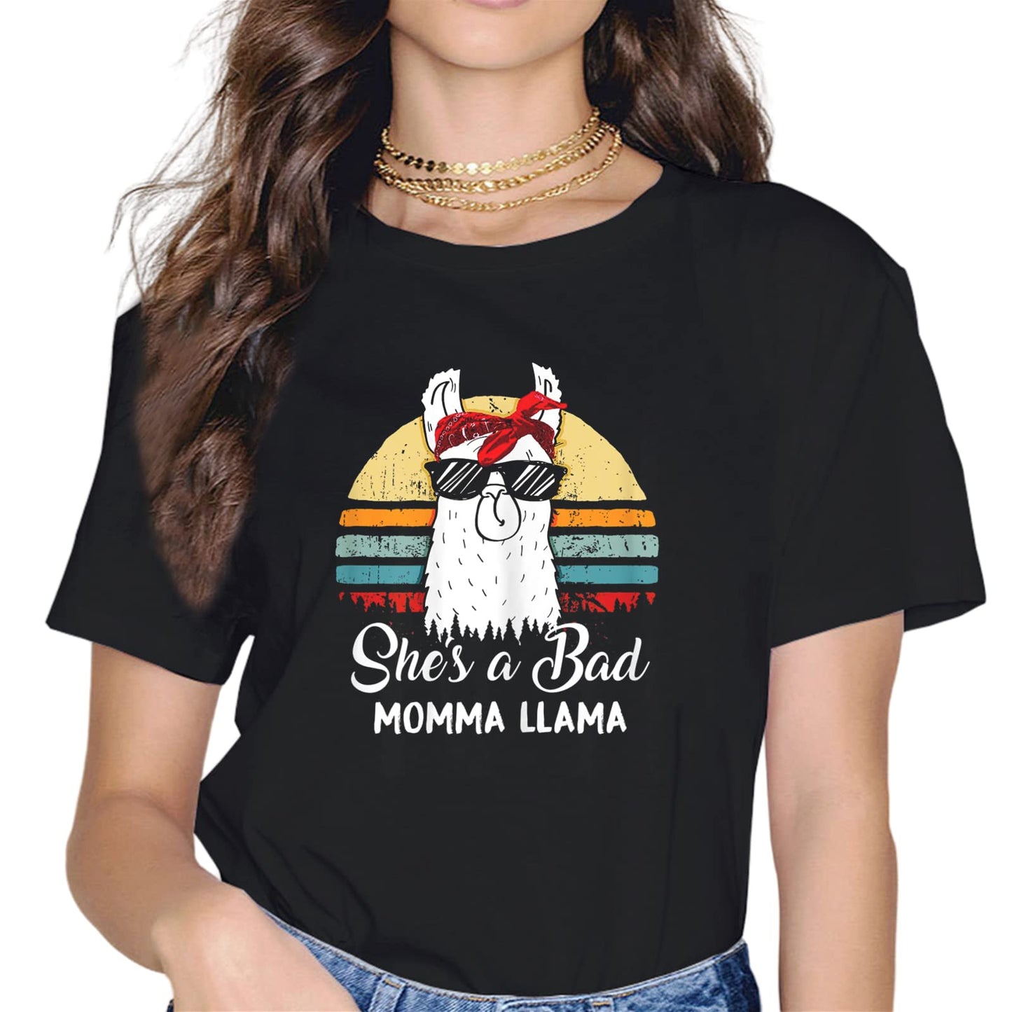 Cute Llama Squad Shirt Fashion Short Sleeve Casual Round Neck Gift T-Shirt