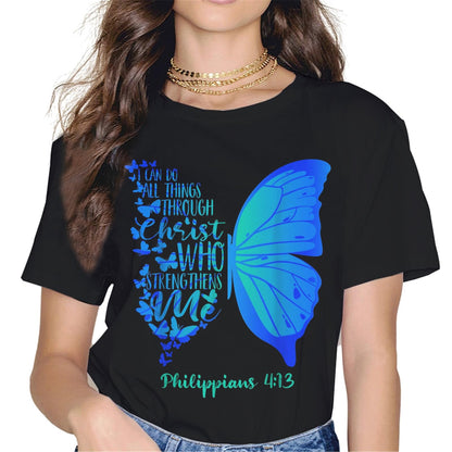 I Can Do All Things Through Christ Butterfly Art - Religious T-Shirt