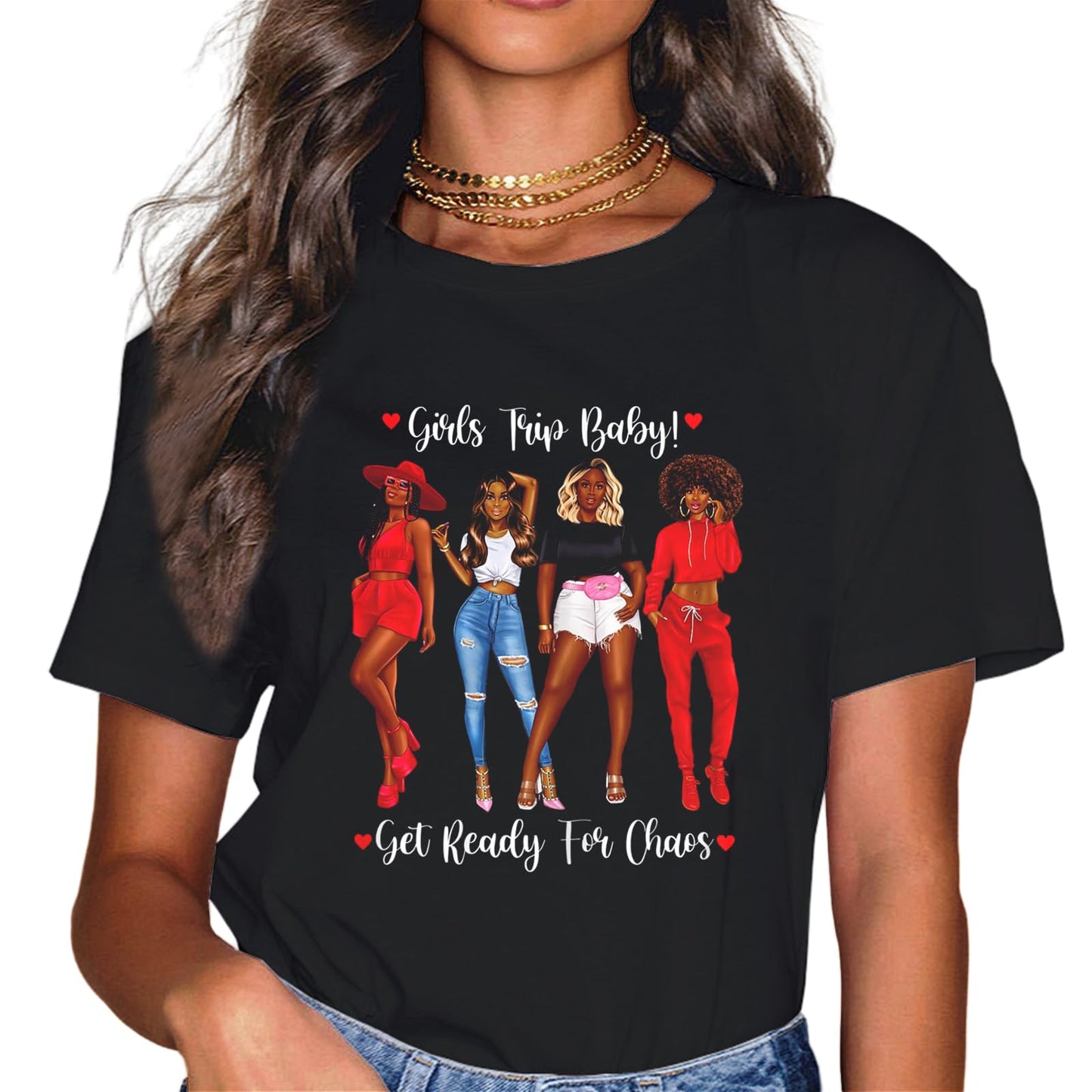 Girls Trip 2023 for Black Melanin Party Women on Vacation T-Shirt
