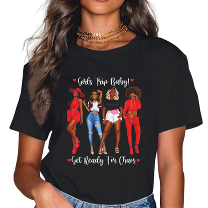 Girls Trip 2023 for Black Melanin Party Women on Vacation T-Shirt