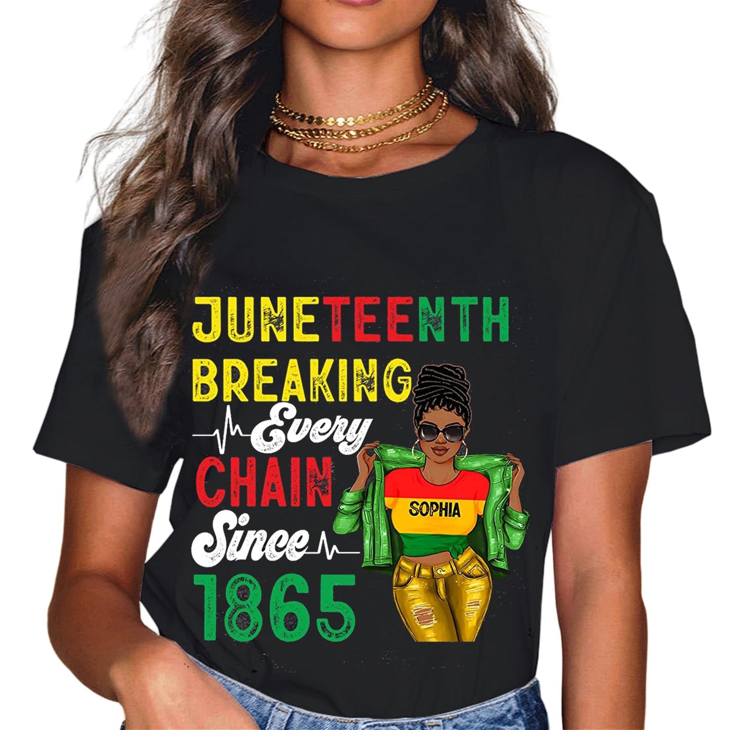 Sassalilly Retro Juneteenth Day 1865 Afro Melanin Black Women T-Shirt