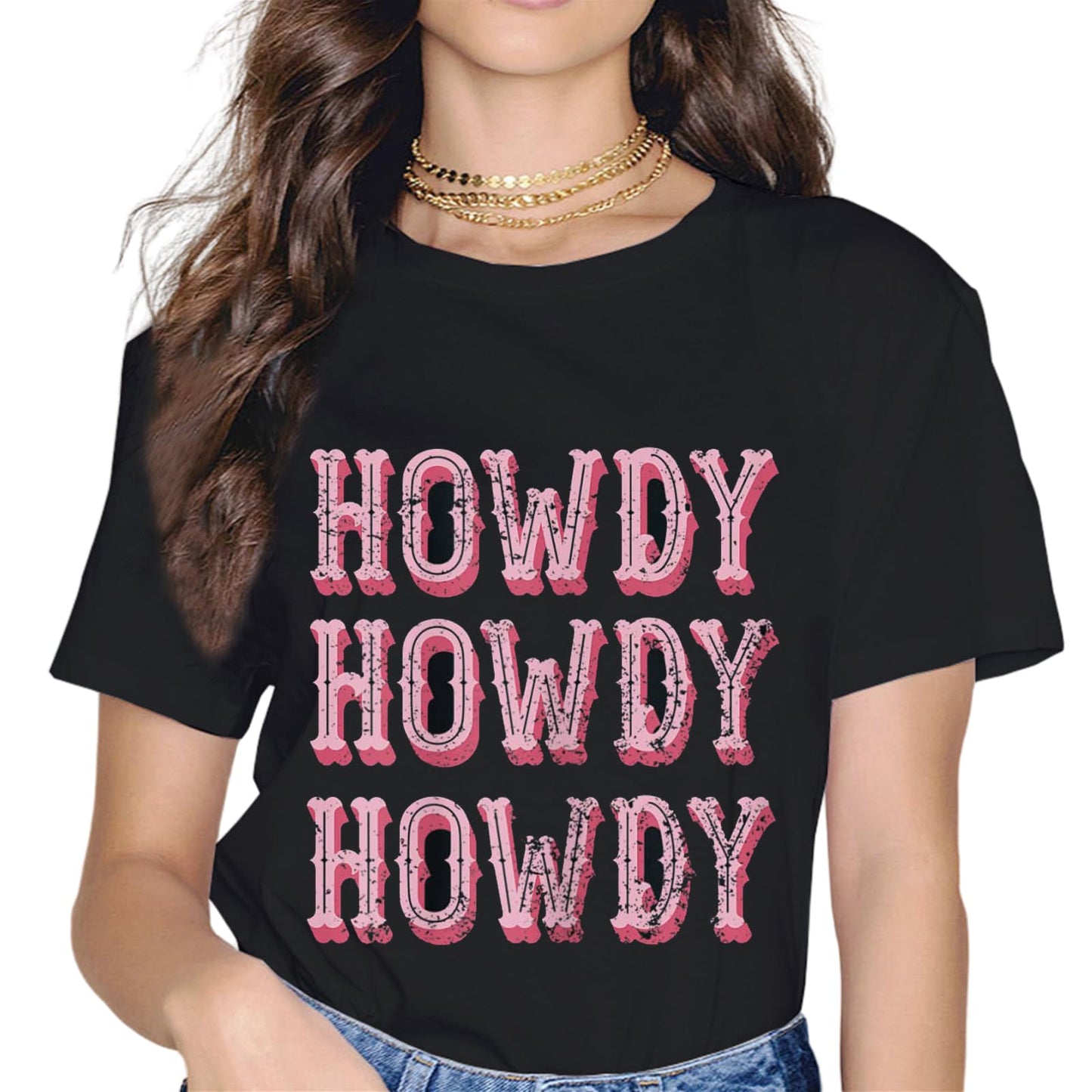 Howdy Rodeo Women Vintage Western Country Southern Cowgirl T-Shirt