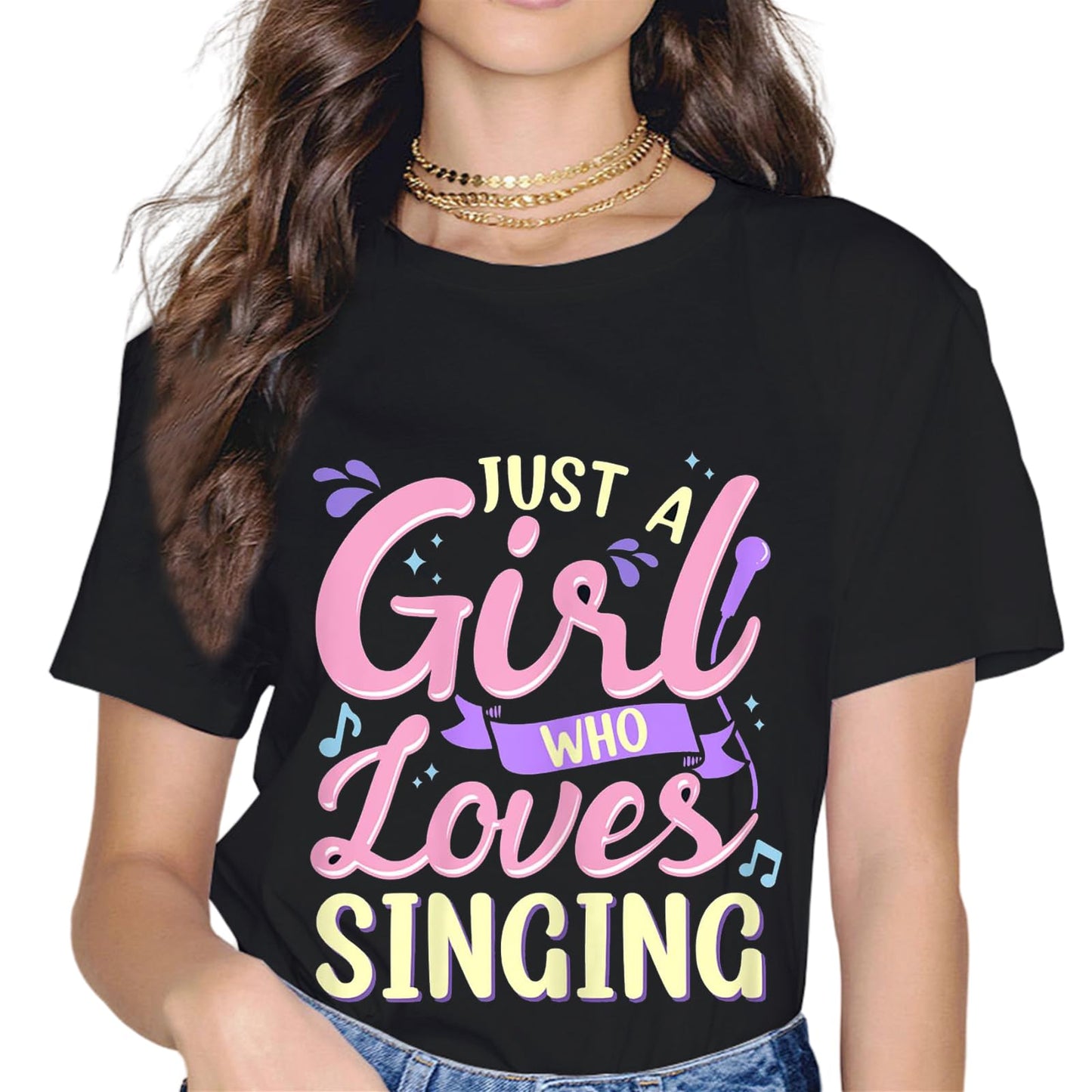 Just A Girl Who Loves Singing Musicals Women Gift Musical T-Shirt