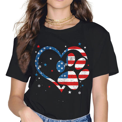 Dog Paw American Flag T-Shirt - Patriotic Graphics