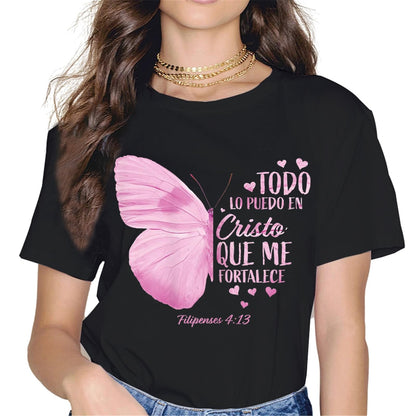 I Can Do All Things Through Christ Butterfly Art - Religious T-Shirt