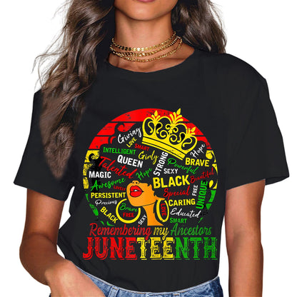 Sassalilly Retro Juneteenth Day 1865 Afro Melanin Black Women T-Shirt