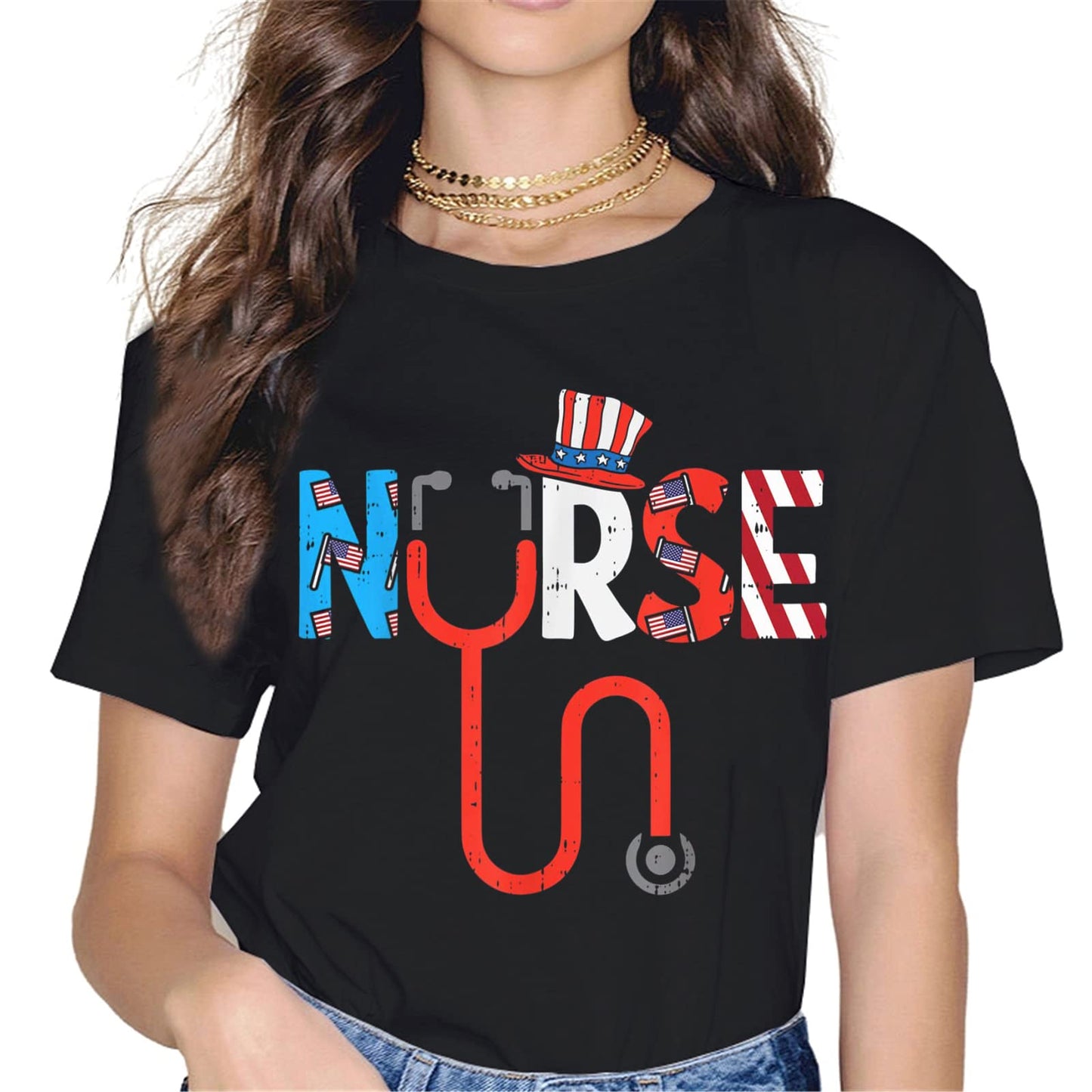 Nurse Pride Patriotic T-Shirt - American Flag Graphics