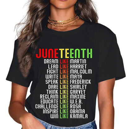 Happy Juneteenth is My Independence Day Free Black Women Fashion Casual Round Neck T-Shirt