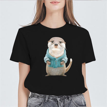 Women's Summer Casual Cute Otter Graphic T-Shirt