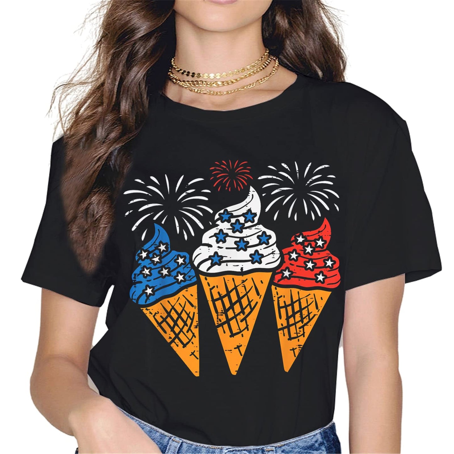 4th of July Firework Ice Cream T-Shirt - Unisex Graphics