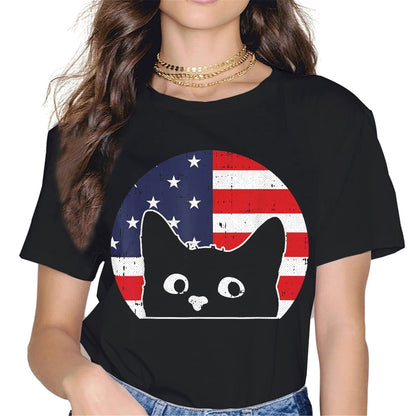 4th of July Merica Cat Mom T-Shirt - Patriotic Graphics