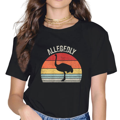 Allegedly Ostrich Fashion Short Sleeve Casual Round Neck T-Shirt