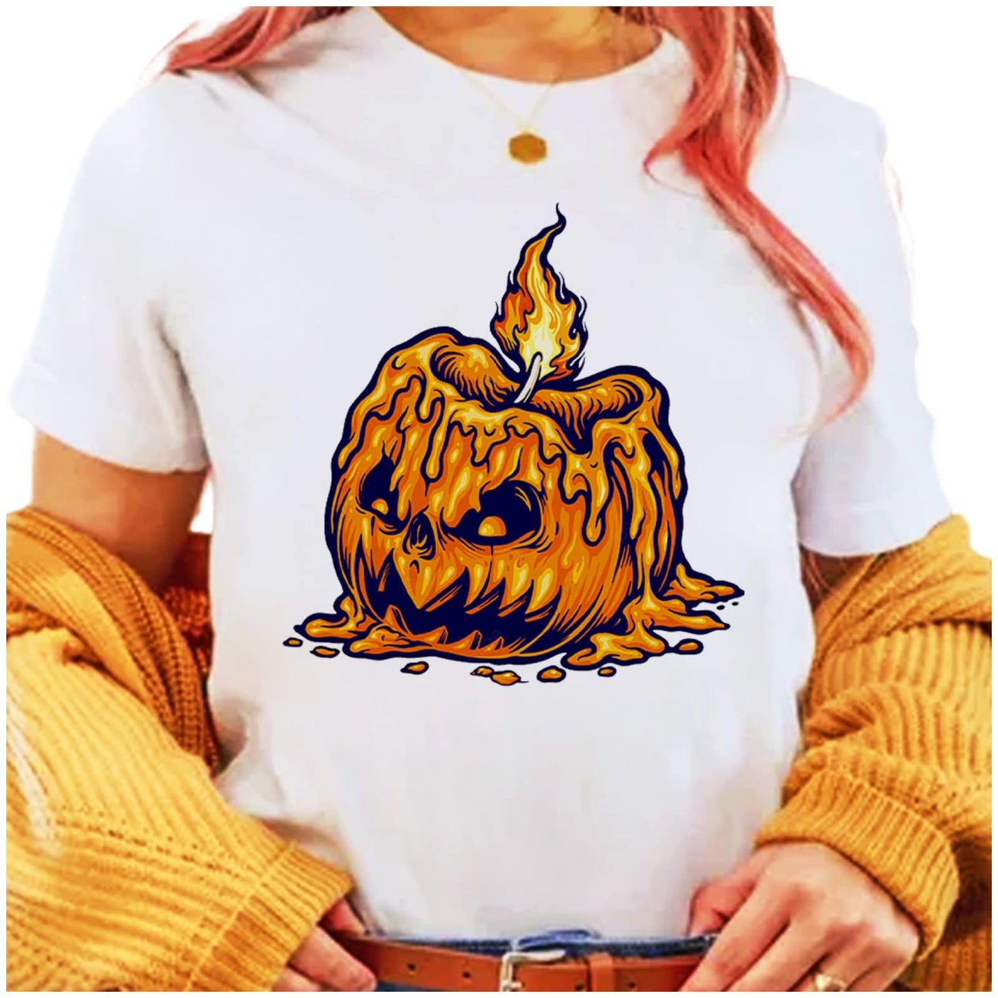 Stravel Summer Halloween T-Shirt - Casual Round Neck