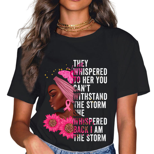 Sassalilly Breast Cancer Awareness Pink Black African American Women T-Shirt