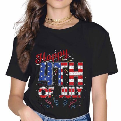 Sassalilly Happy 4th of July Patriotic American US Flag 4th of July T-Shirt