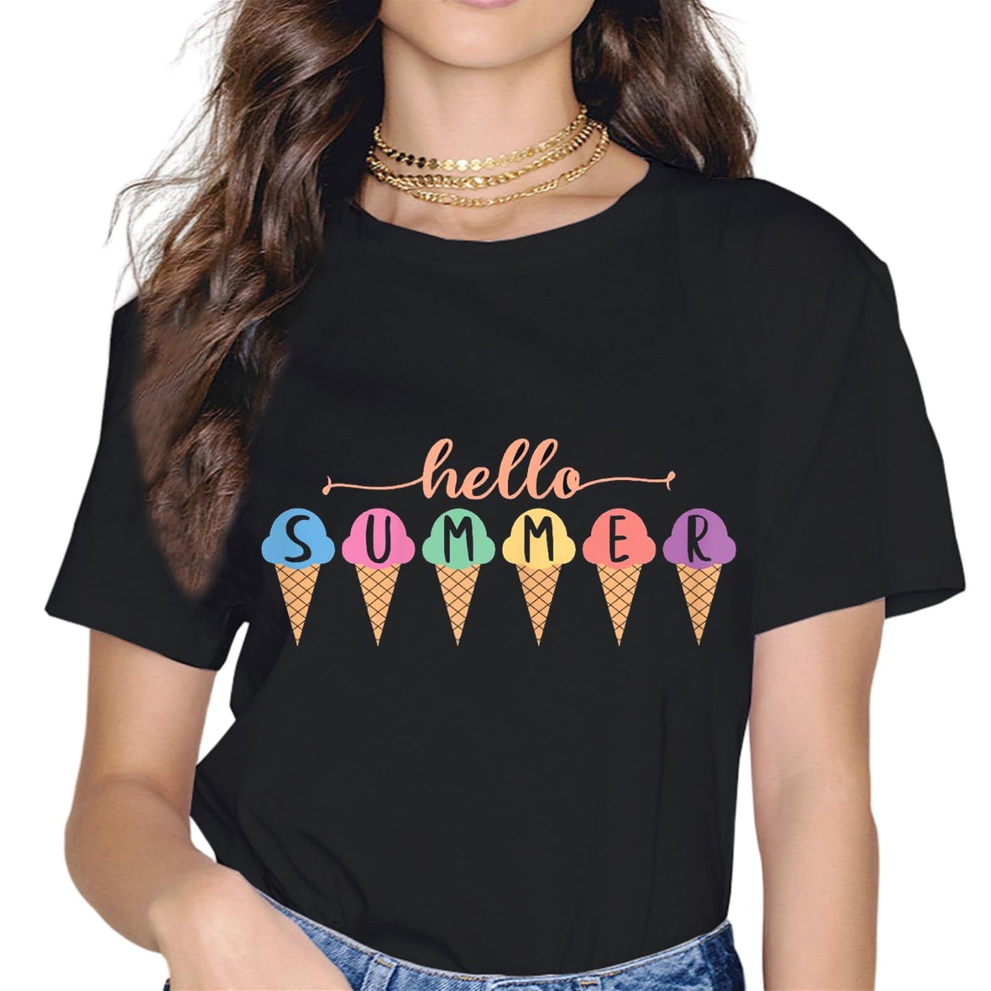 Ice Cream Popsicles Gift for Girls & Women Ice Cream Cone T-Shirt