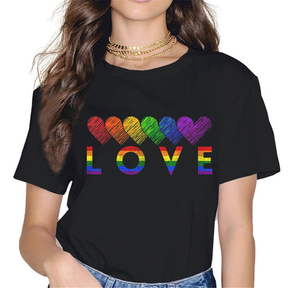 Women LGBTQ Gay & Lesbian Pride Rainbows Flag Tops T-Shirt Pride Month Shirt Casual Short Sleeve Crew Neck Shirts Gift Tee