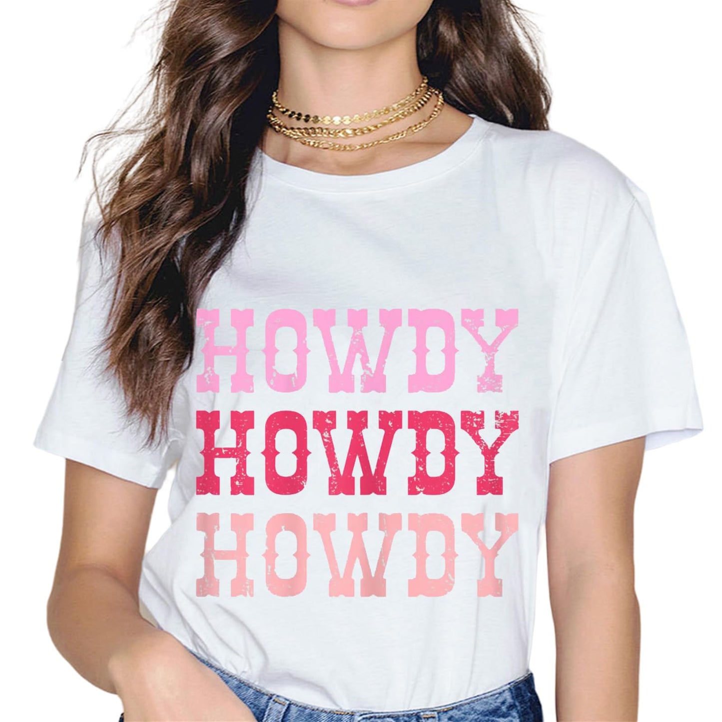 Vintage White Howdy Rodeo Western Country Southern Cowgirl T-Shirt