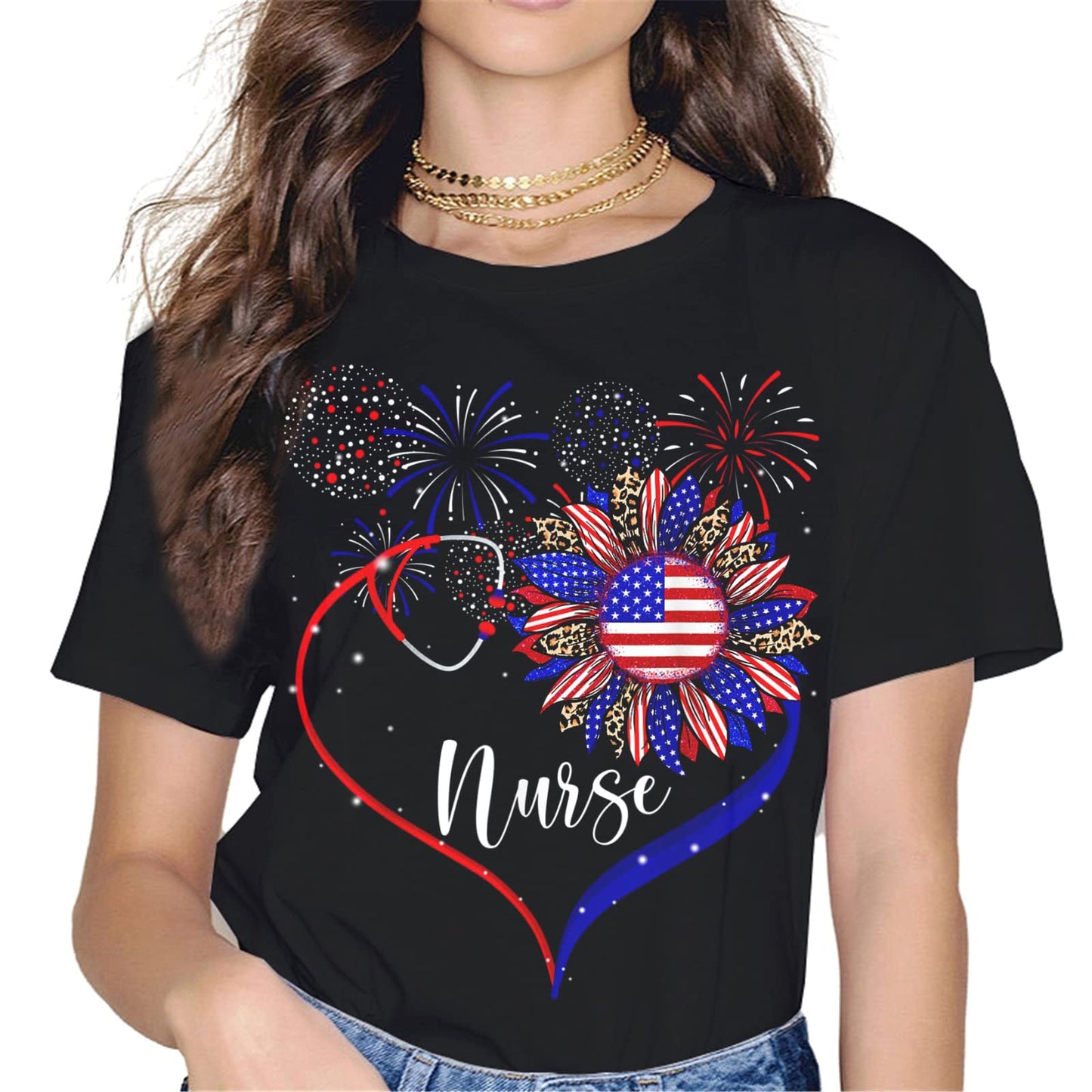 Nurse Pride Patriotic T-Shirt - American Flag Graphics