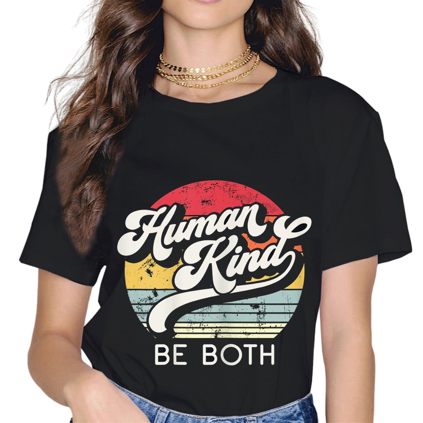 Sassalilly Retro Be A Good Human Saying Kindness Quote Positive Message T-Shirt