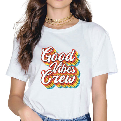 Good Vibes Only Quotes Fashion Short Sleeve Casual Round Neck Inspirational Quote Gift T-Shirt