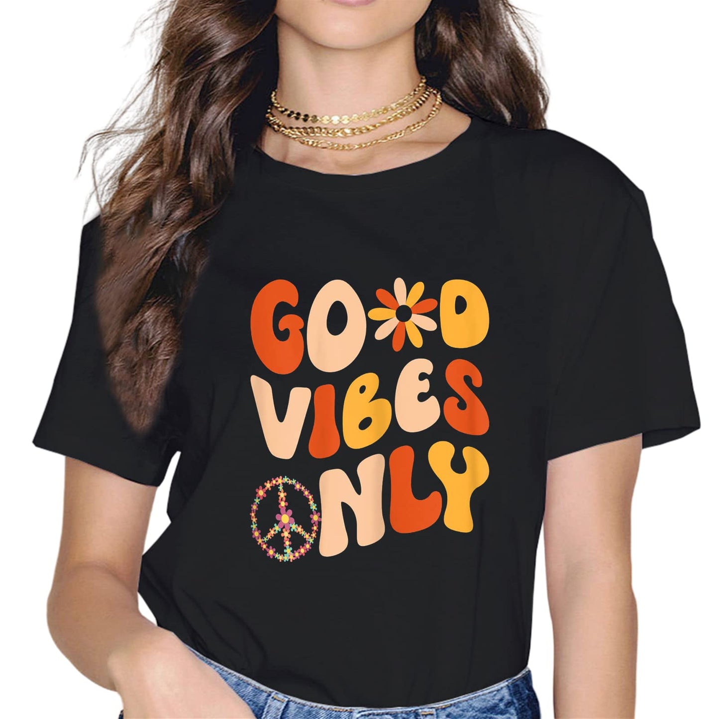 Good Vibes Only Quotes Fashion Short Sleeve Casual Round Neck Inspirational Quote Gift T-Shirt